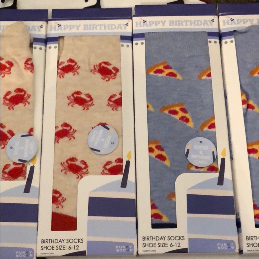 Funky socks Happy birthday four pairs with cards